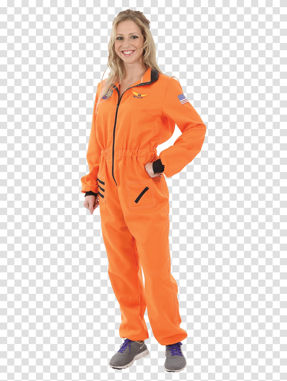 Female Orange Astronaut Costume, Apparel, Coat, Person Transparent Png
