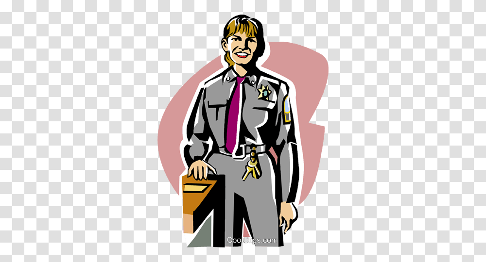 Female Police Officer Royalty Free Vector Clip Art Illustration, Person, Waiter, Tie, Accessories Transparent Png
