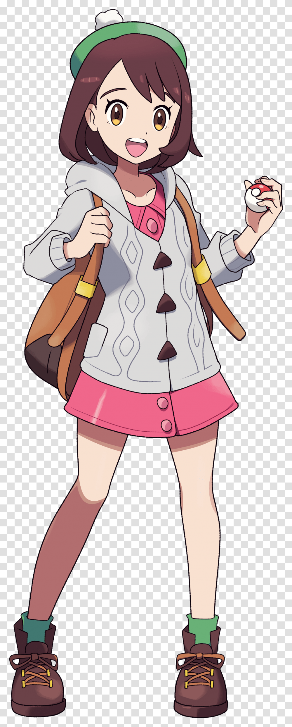 Female Protagonist Sword Pokemon Sword And Shield Gloria, Clothing, Apparel, Person, Coat Transparent Png