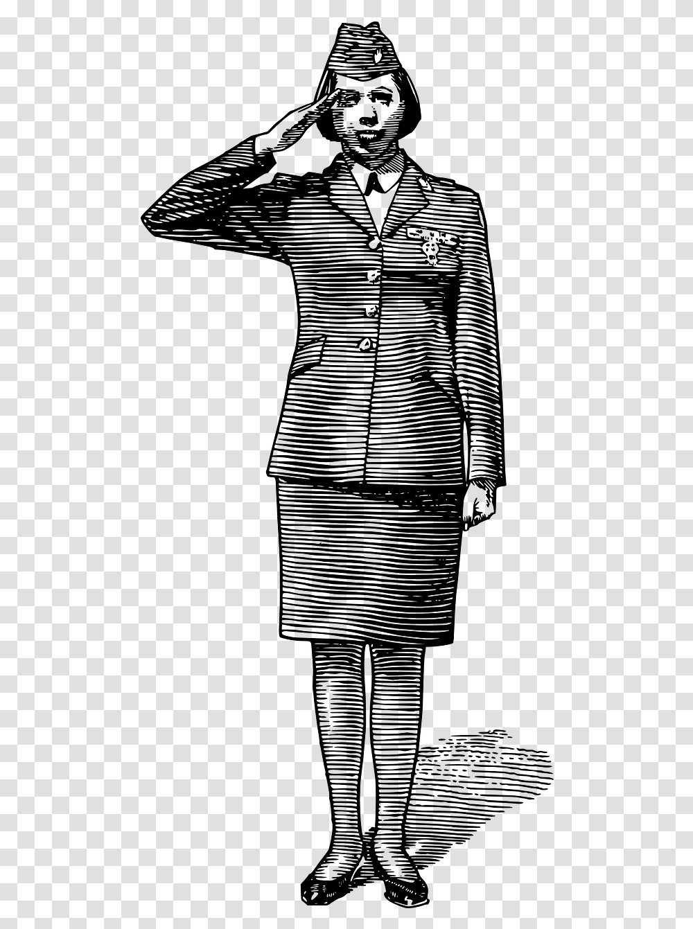 Female Saluting Soldier Silhouette, Gray, World Of Warcraft Transparent Png