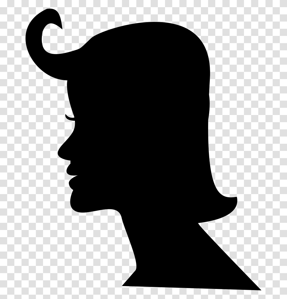 Female Short Hair Woman Silhouette, Stencil, Person, Human Transparent Png