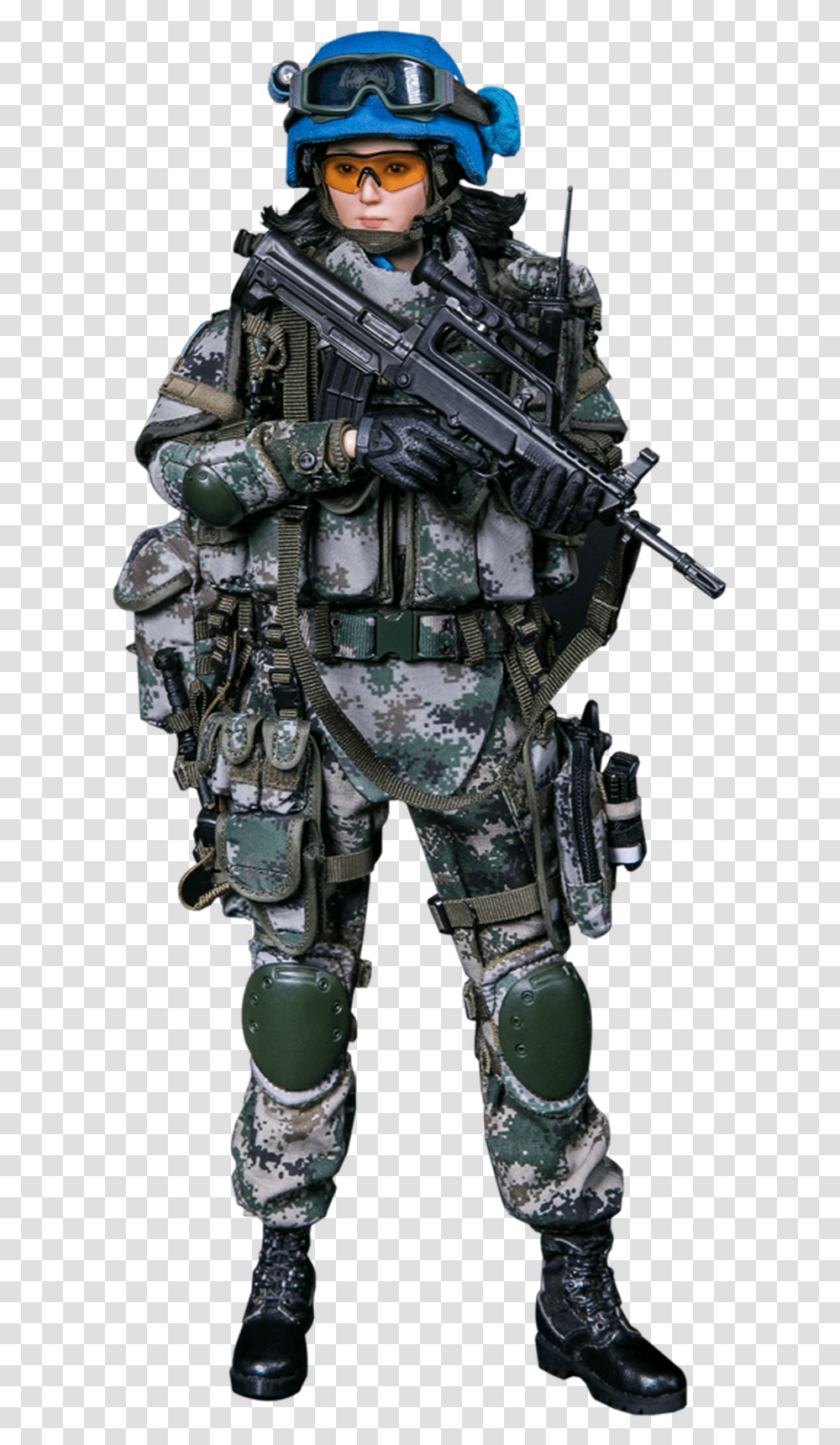 Female Soldier Pla In Un Peacekeeping Operations Toys Female Soldier, Helmet, Gun, Weapon Transparent Png