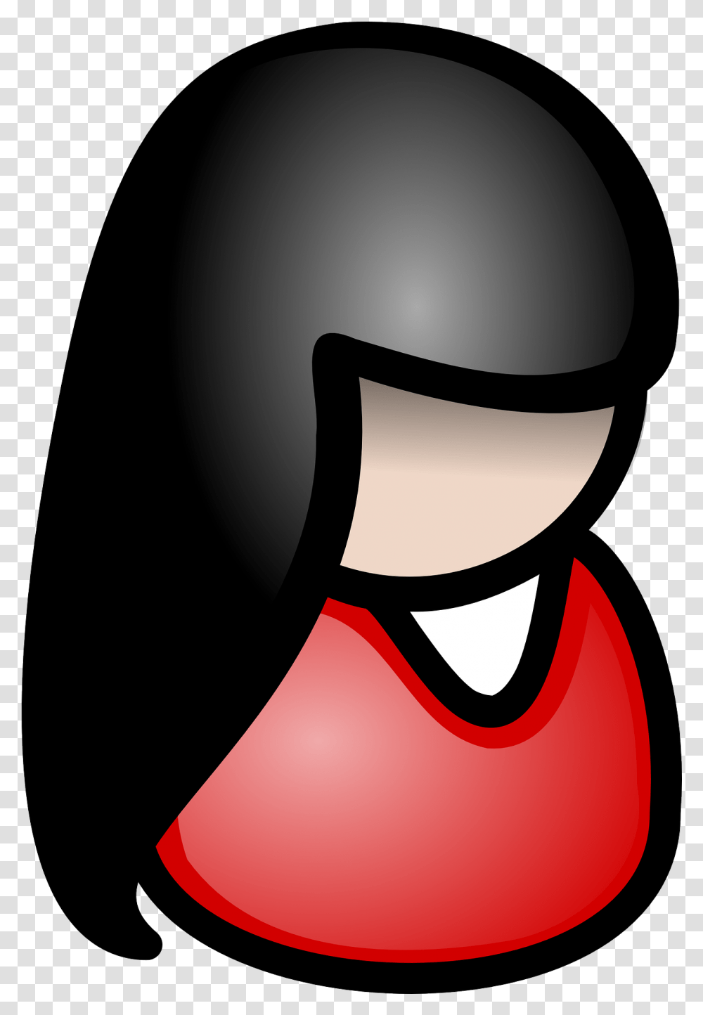 Female Symbol With Black Hair And Red Dress Vector Graphics, Clothing, Apparel, Label, Text Transparent Png