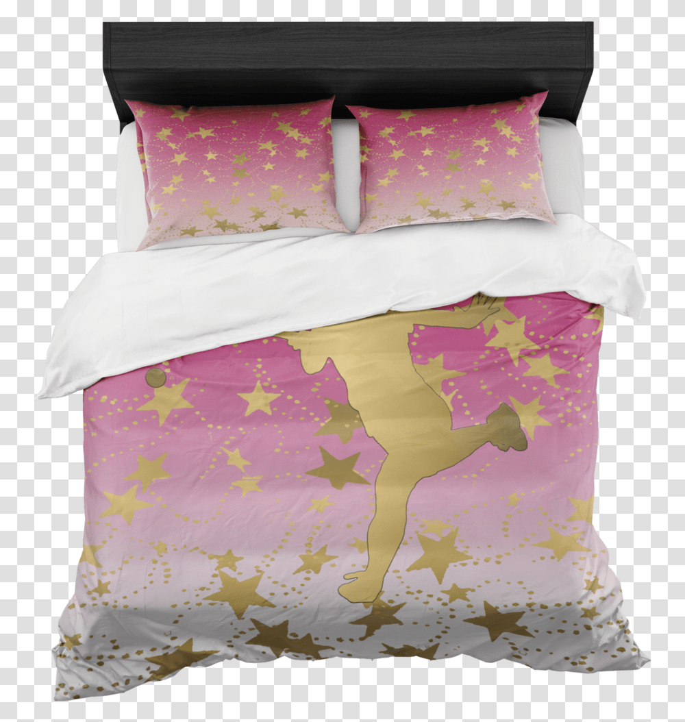 Female Tennis Player Silhouette In Gold With Stars Duvet Cover, Pillow, Cushion, Home Decor, Diaper Transparent Png