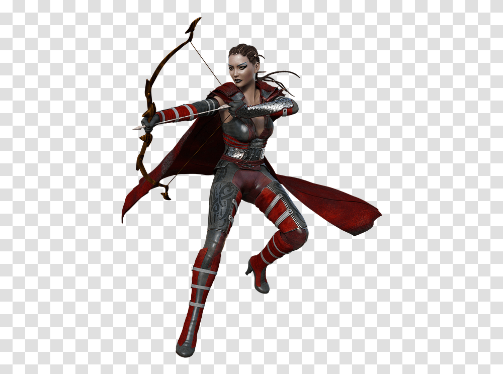 Female Warrior Fantasy Woman Fighter Archer Bow Woman Warrior, Person, Human, Archery, Sport Transparent Png