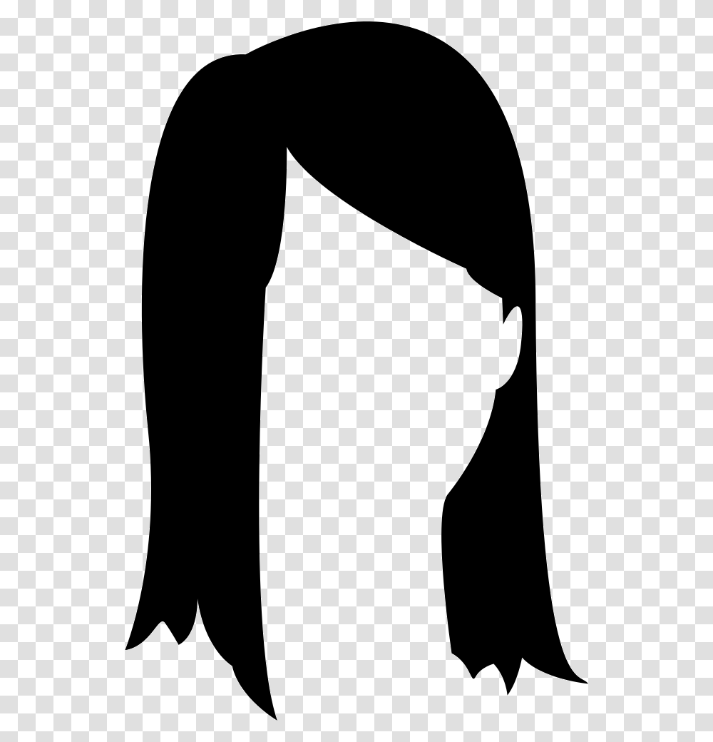 Female With Long Hair And Side Bangs Icon Free Download, Apparel, Sleeve, Silhouette Transparent Png