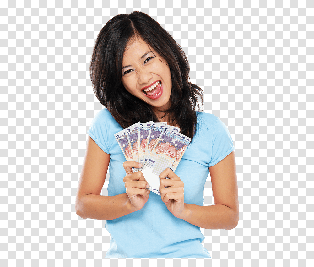 Female With Ringgit Malaysia, Person, Human, Money, Dollar Transparent Png