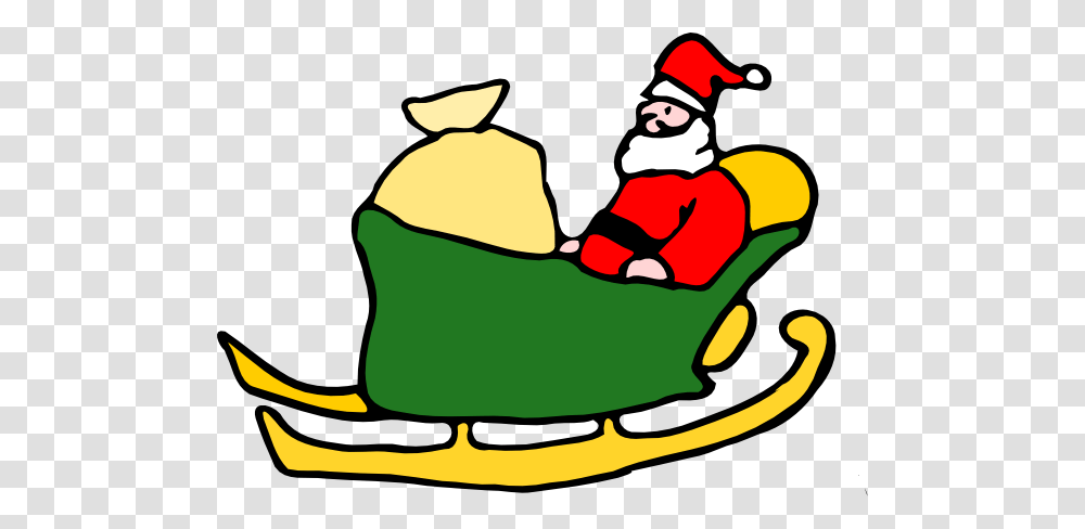 Fen Santa In His Sleigh Clip Art Free Vector, Sled, Hat, Apparel Transparent Png
