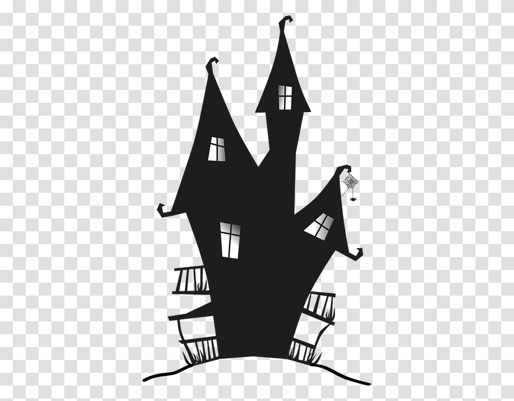Fence Clipart Haunted House Tim Burton Haunted House, Stencil, Hook, Poster, Advertisement Transparent Png