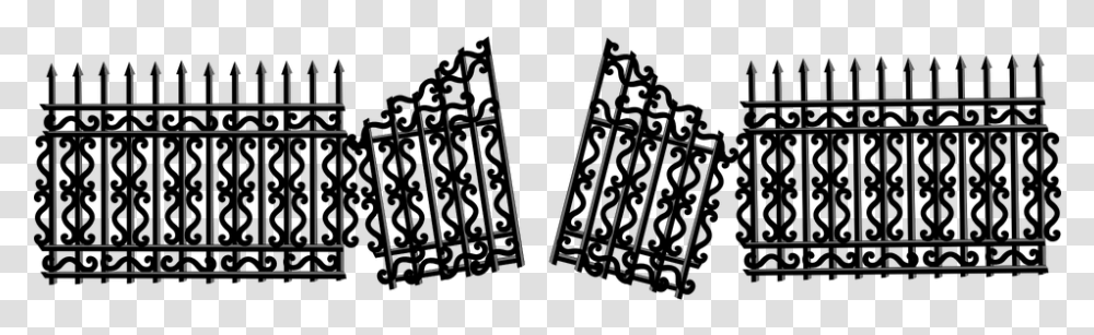 Fence Open Barricade Door Entrance Gate Iron Wrought Iron Boundary Wall Grill Fence, Building, Condo, Arrow Transparent Png
