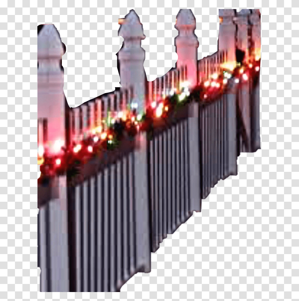 Fence Picketfence White Christmaslights Lights Picket Fence, Railing, Handrail, Banister, Chandelier Transparent Png