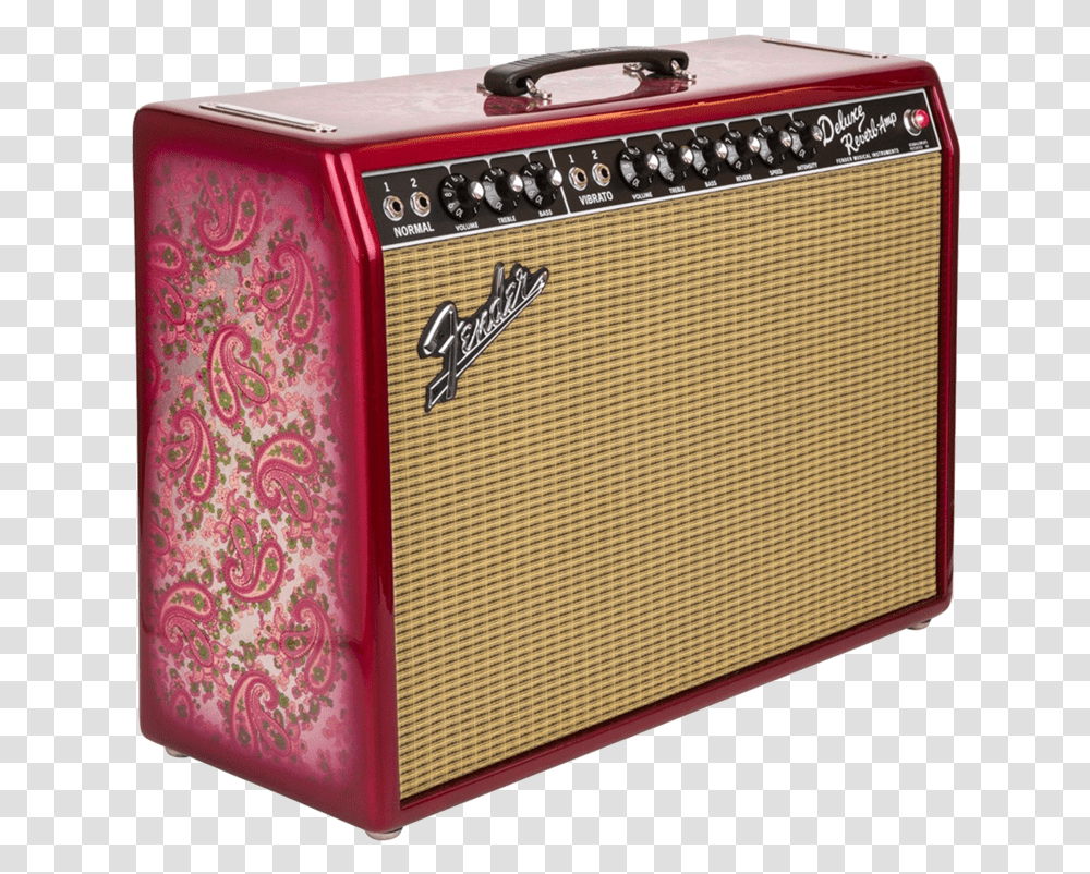 Fender 65 Deluxe Reverb Guitar Amp Fender 65 Deluxe Reverb Pink Paisley Fsr, Box, Radio, Amplifier, Electronics Transparent Png