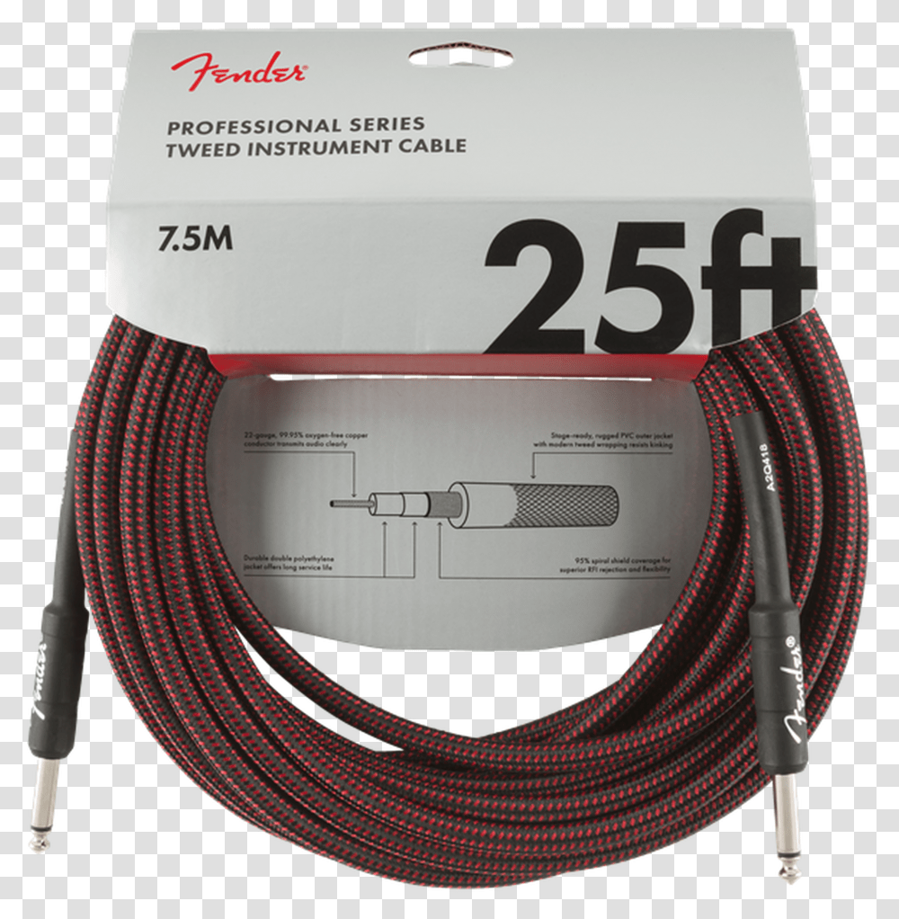 Fender Professional Series Instrument Cable 25 Red, Wristwatch, Hose Transparent Png