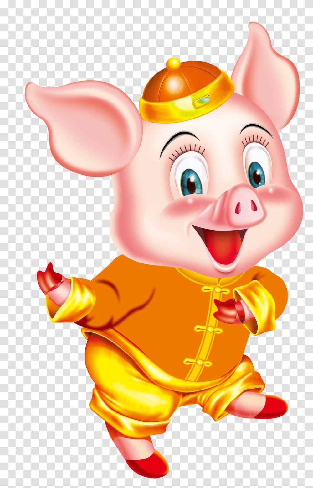 Feng Fortune Telling Chinese Pig Wu Xing Zodiac Clipart Cartoon Pig Chinese Zodiac, Toy, Mammal, Animal, Cow Transparent Png