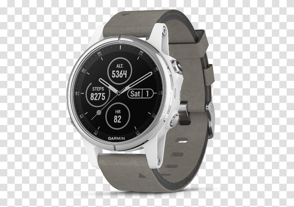 Fenix 5s Plus Sapphire White With Gray Suede Band Garmin Fenix 5s Plus, Wristwatch, Digital Watch Transparent Png