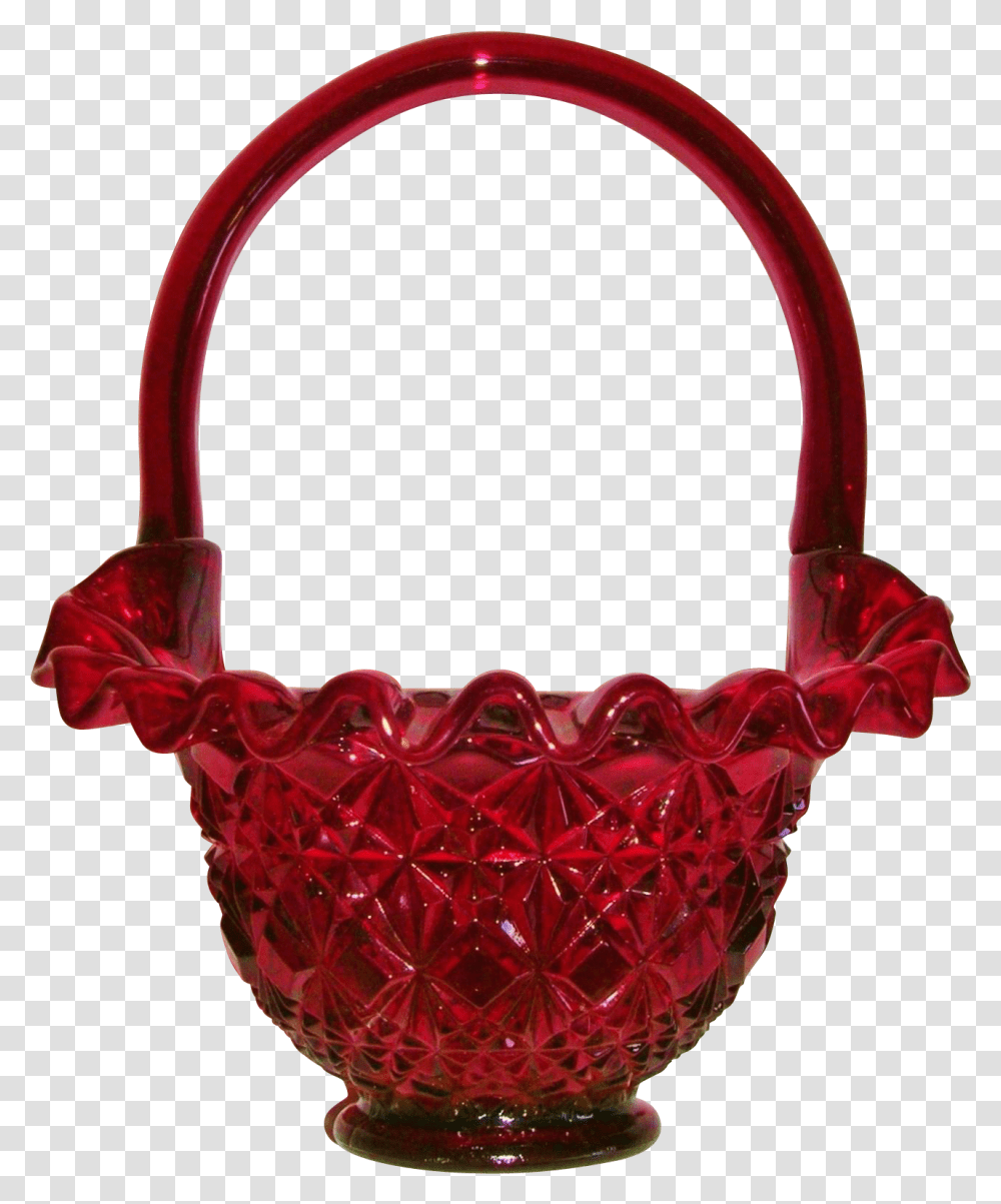 Fenton Ruby Red Diamond Fan Ruffled Basket Floral Design, Accessories, Accessory, Handbag, Purse Transparent Png