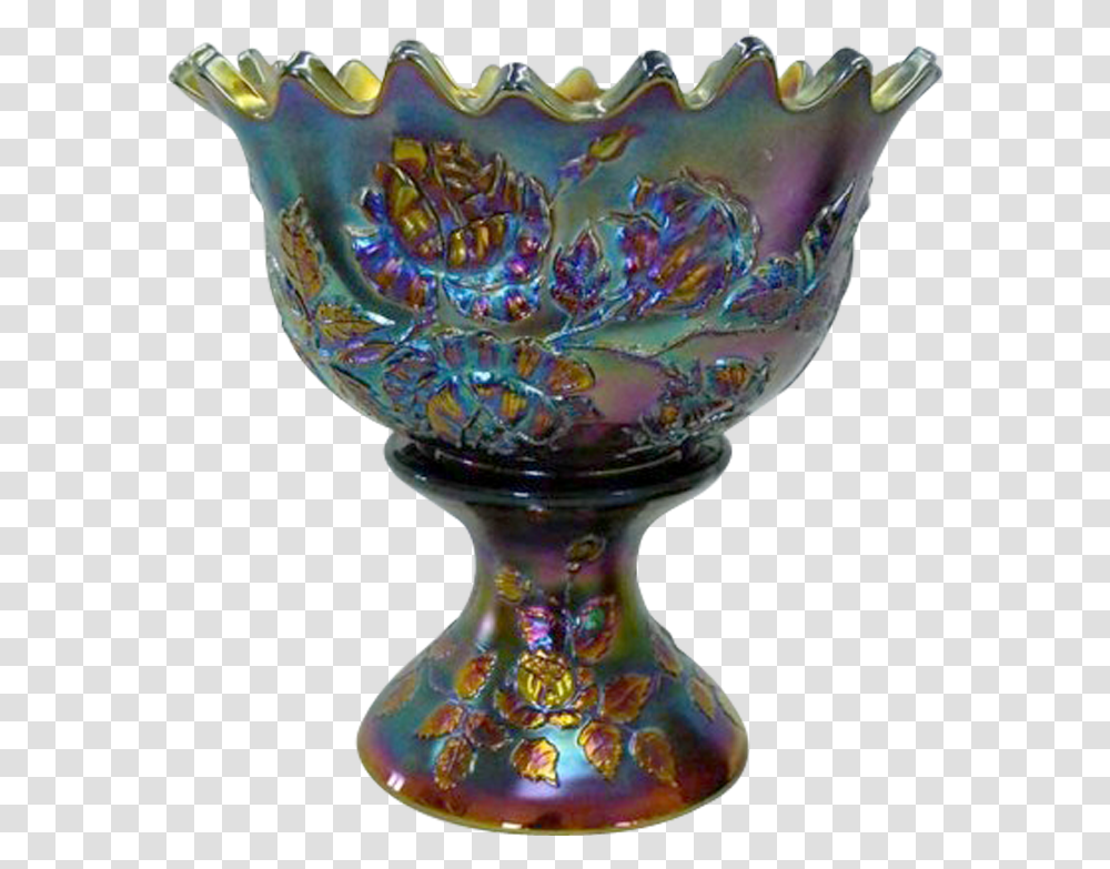 Fenton Wreath Of Roses Blue Square Punch Bowl Porcelain, Glass, Goblet, Pottery Transparent Png