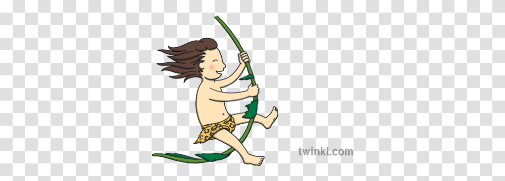 Feral Child Ape Monkey Swinging Tree Ks1 Fish In Plastic Drawing, Person, Human, Bow, Archery Transparent Png