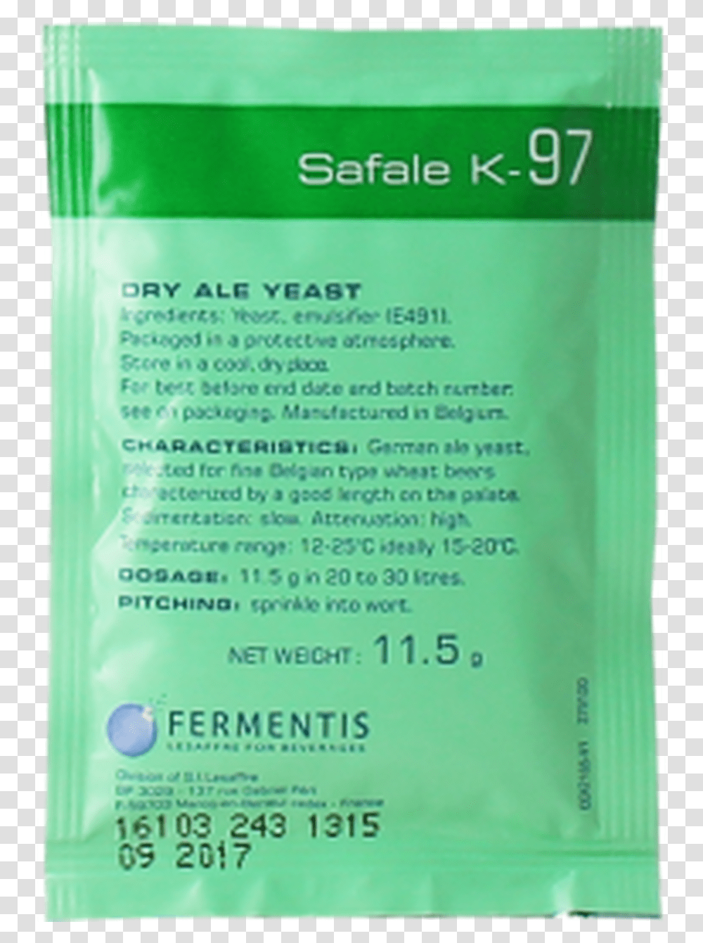 Fermentis Safale K 97 Ale Yeast, Plant, Menu, Poster Transparent Png
