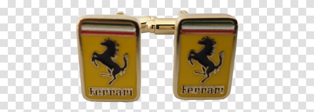 Ferrari Gold Coloured Cufflinks Belt Buckle, Logo, Symbol, Trademark, Label Transparent Png