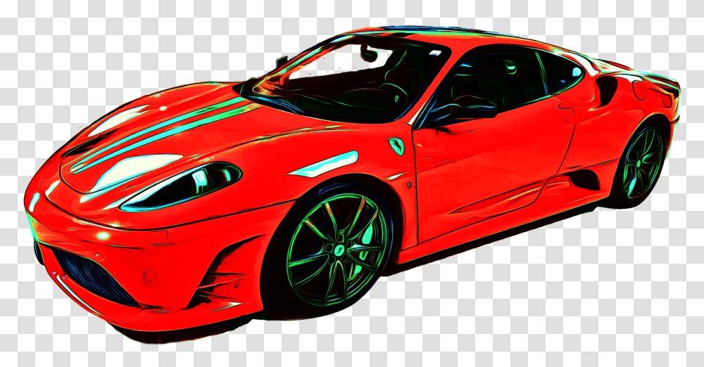 Ferrari Illustration, Car, Vehicle, Transportation, Sports Car Transparent Png