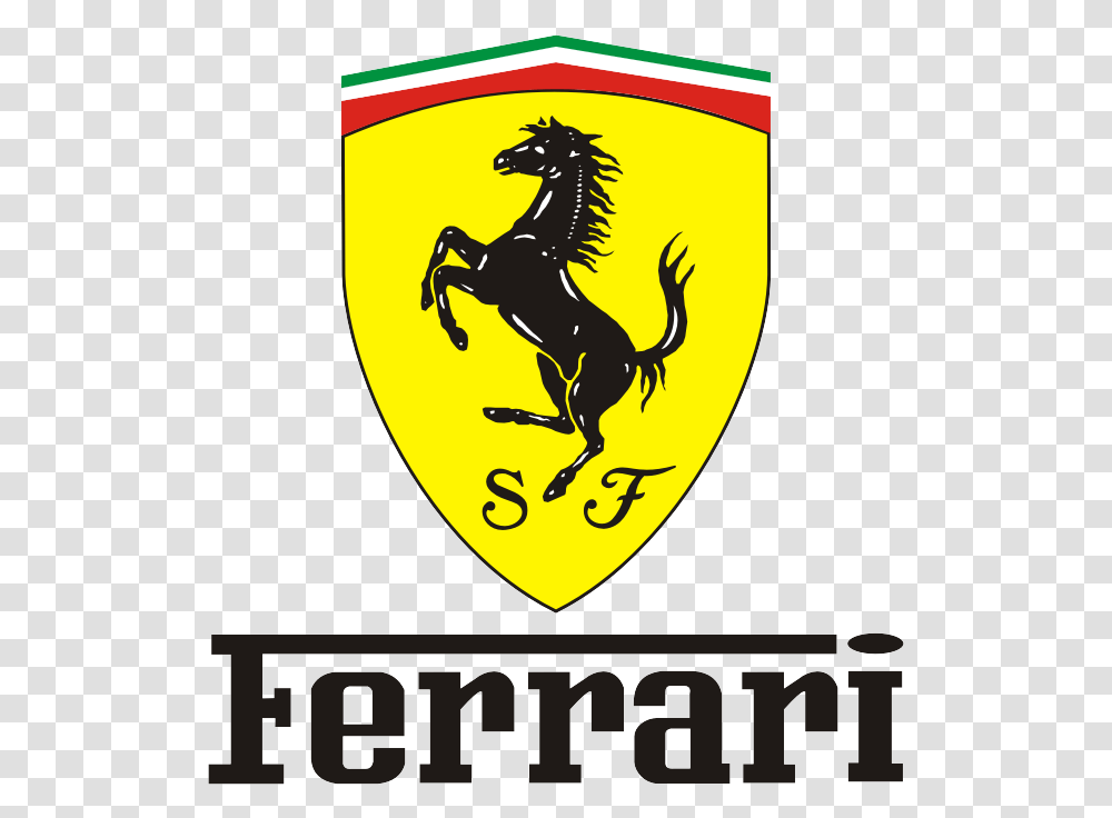 Ferrari Logo Black And White, Poster, Advertisement, Trademark Transparent Png