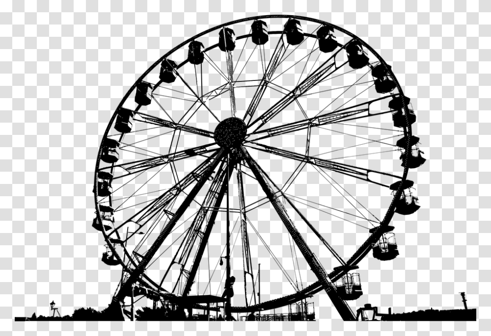 Ferris Wheel Amusement Park Silhouette Amusement, Gray Transparent Png