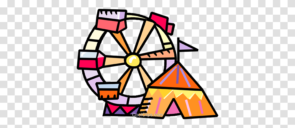Ferris Wheel And A Circus Tent Royalty Free Vector Clip Art, Amusement Park, Triangle Transparent Png