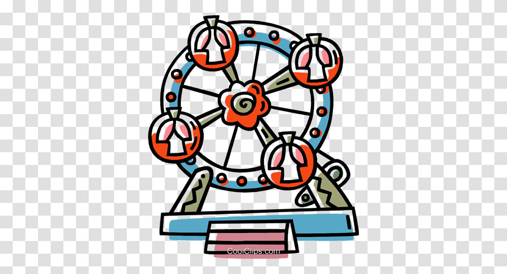Ferris Wheel Royalty Free Vector Clip Art Illustration, Crowd, Machine, Spoke, Building Transparent Png