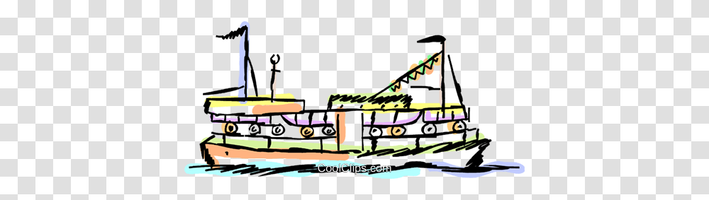Ferry Boat Royalty Free Vector Clip Art Illustration, Vehicle, Transportation, Building, Leisure Activities Transparent Png