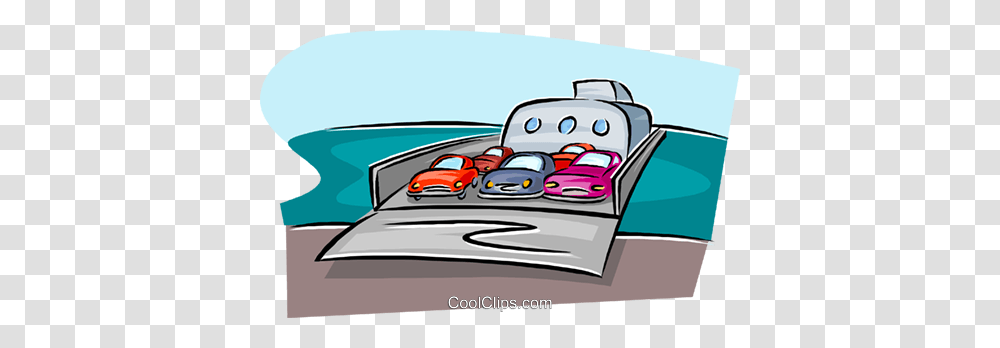 Ferry With Automobiles Royalty Free Vector Clip Art Illustration, Car, Vehicle, Transportation, Sports Car Transparent Png