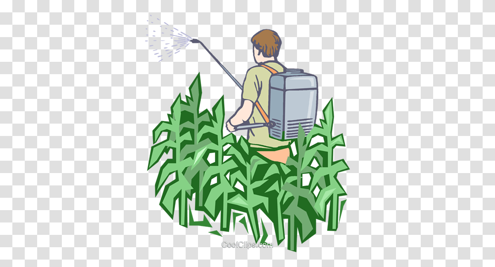 Fertilizing A Crop Royalty Free Vector Clip Art Illustration, Person, Outdoors, Vegetation, Plant Transparent Png