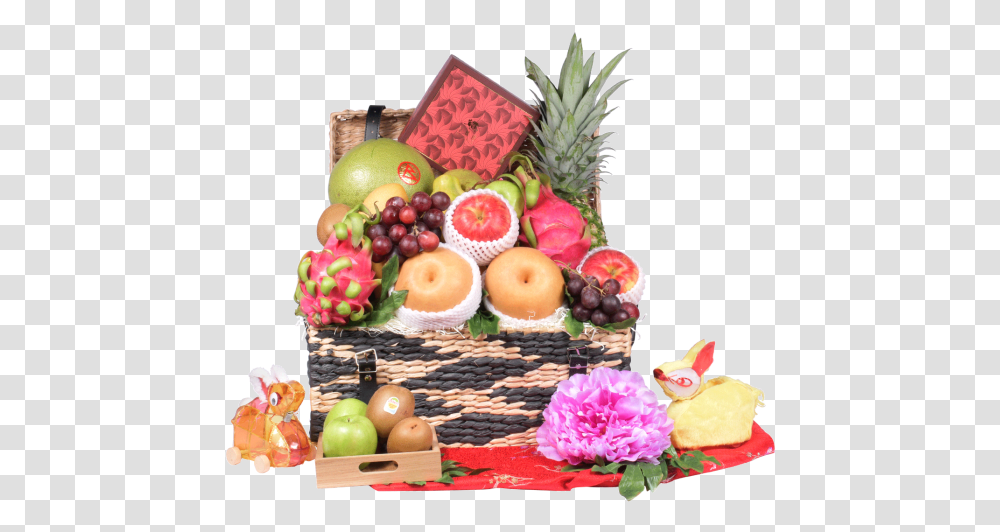 Festive Fruit Hamper With The Peninsula Spring Moon Mooncake Pineapple, Plant, Egg, Food, Birthday Cake Transparent Png