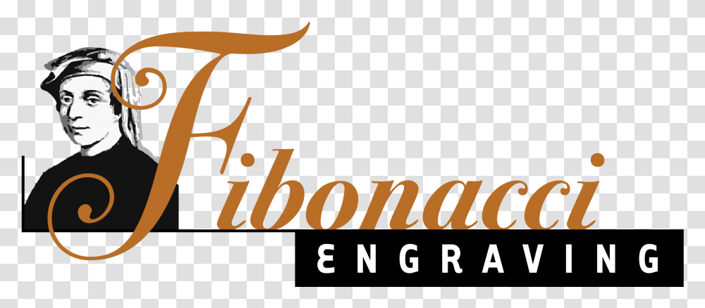 Fibonacci Engraving Logo Fibonacci, Alphabet, Label, Person Transparent Png