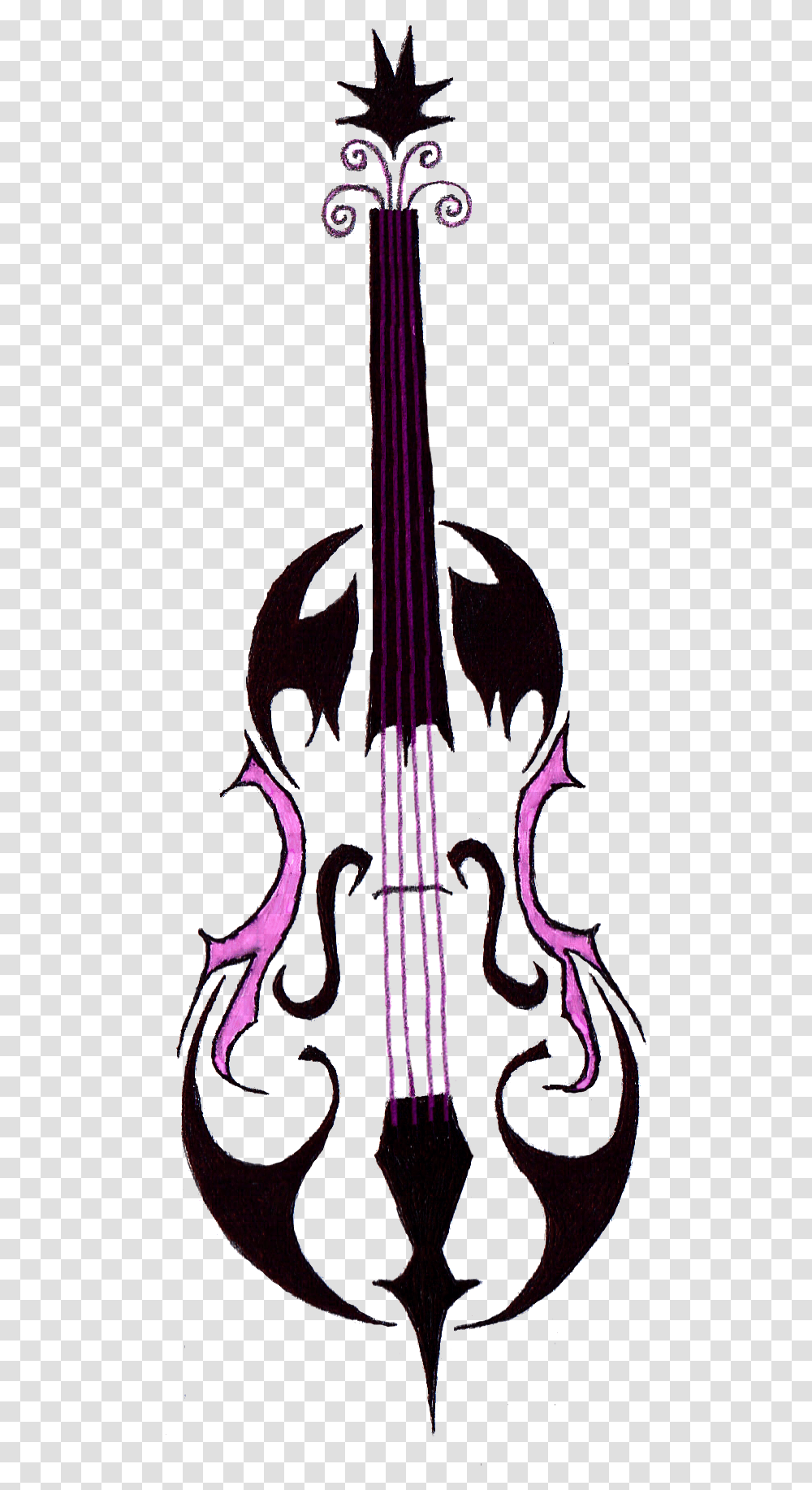 Fiddle Drawing Tribal Clipart Free Tribal Cello Tattoo, Leisure Activities, Guitar, Musical Instrument, Violin Transparent Png