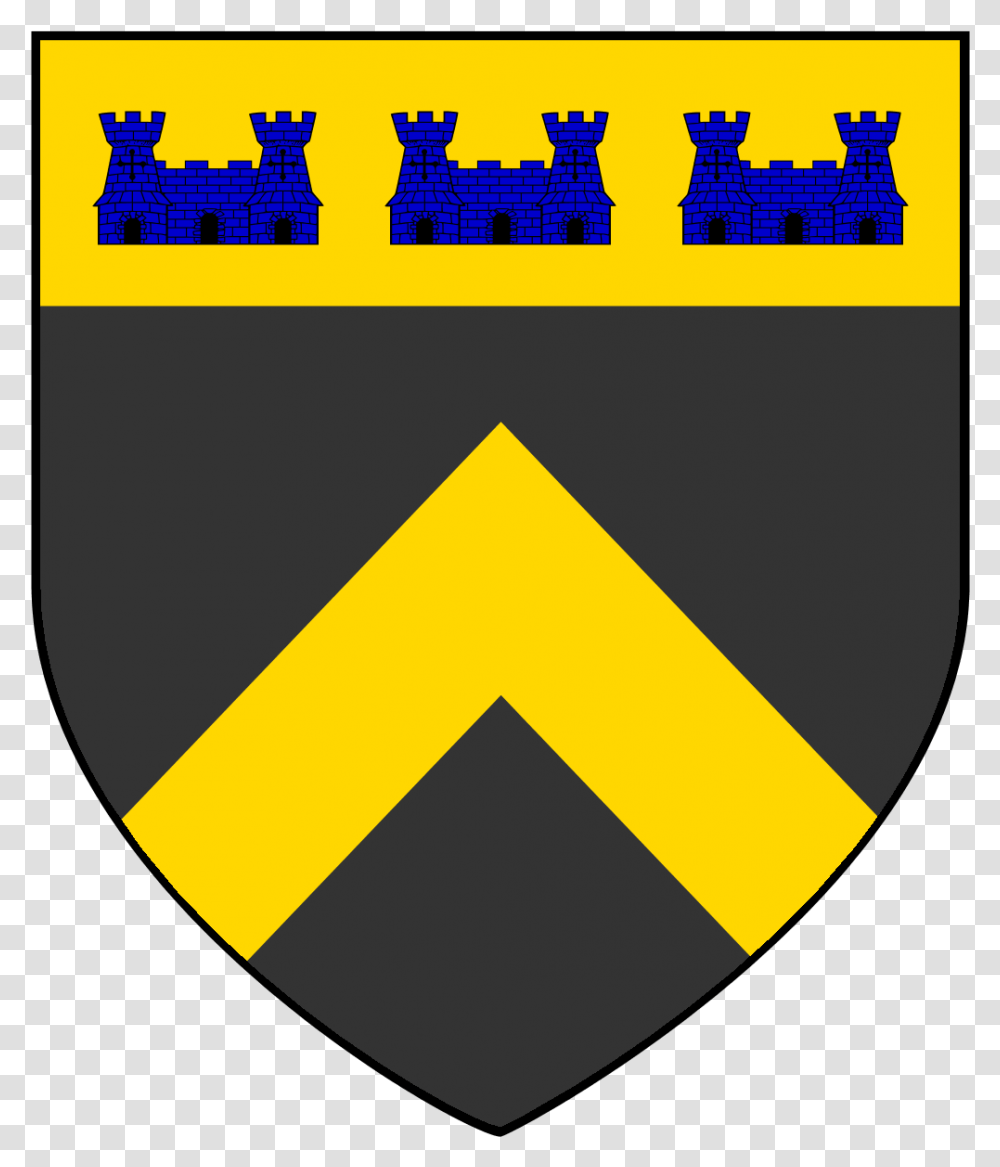 Field Sable Chevron Or Three Castles Azure In Chief Chief Coat Of Arms, Armor, Shield, Pac Man Transparent Png