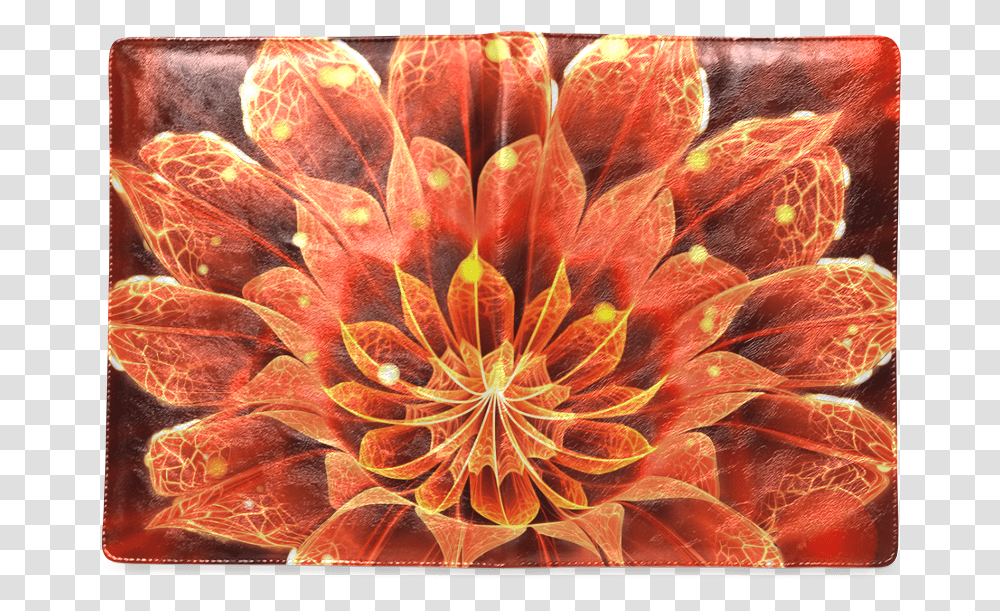 Fiery B5 Notebook Red Dahlia Fractal Flower With Beautiful, Pattern, Ornament, Plant, Blossom Transparent Png