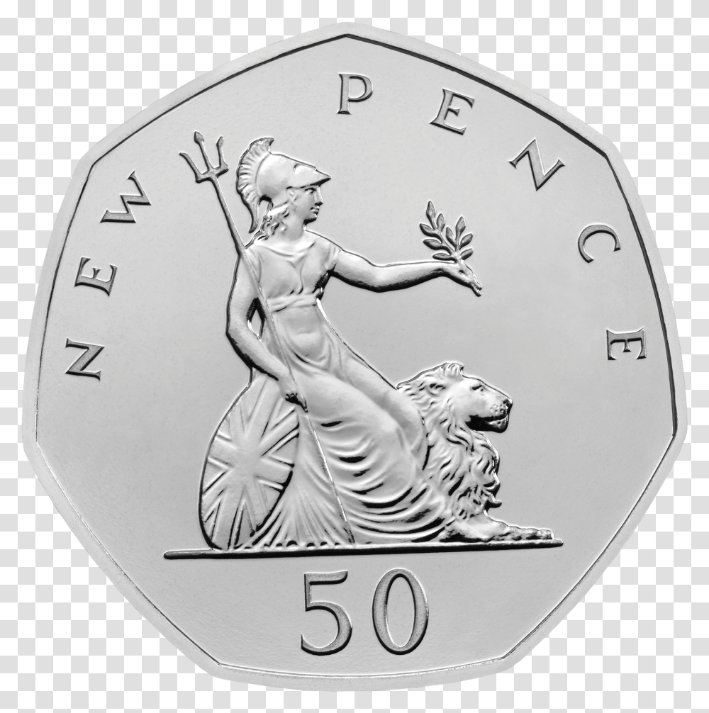 Fifty Pence Coin, Person, Human, Silver, Money Transparent Png