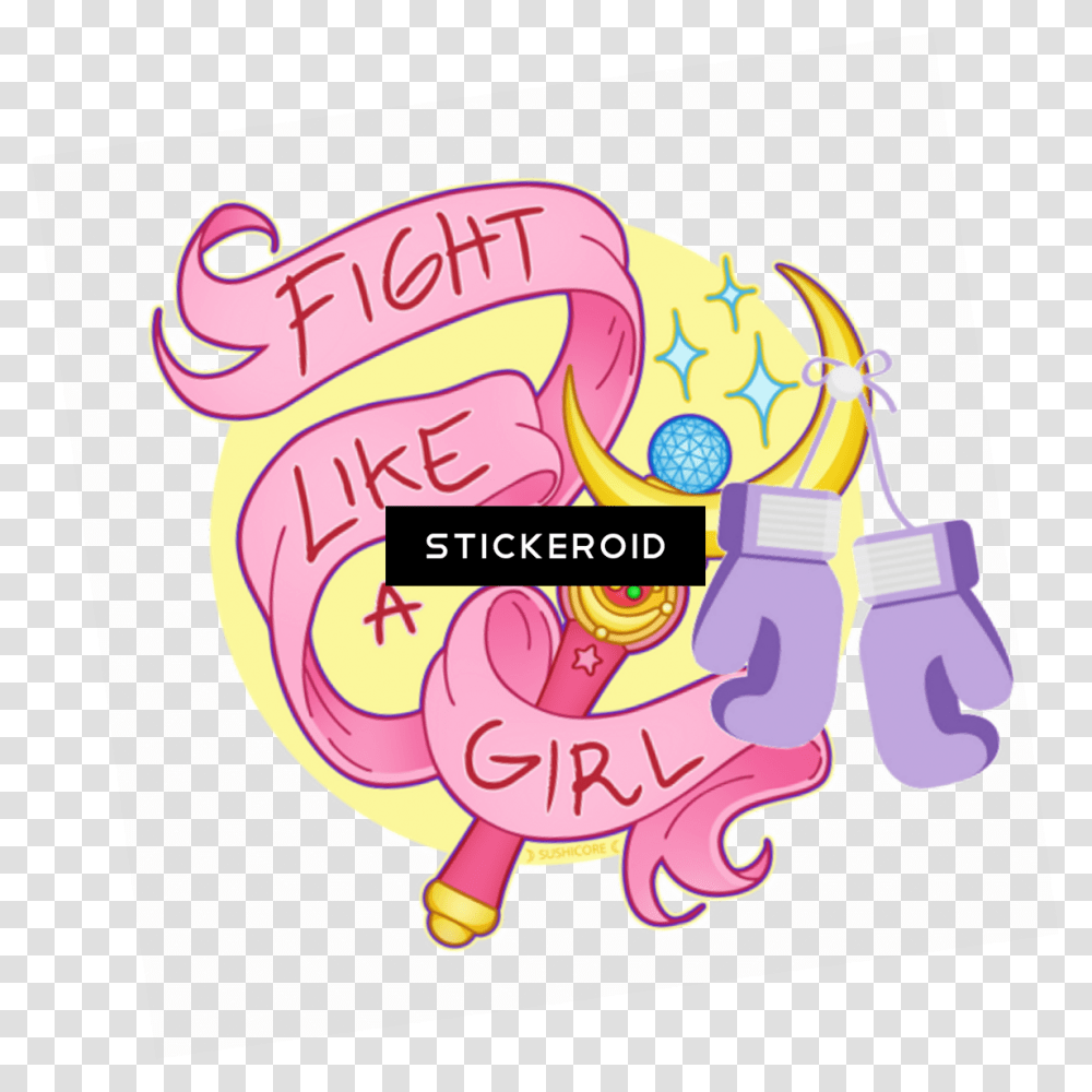 Fight Like A Girl Fight Like A Girl Sticker Sailor Moon, Label Transparent Png