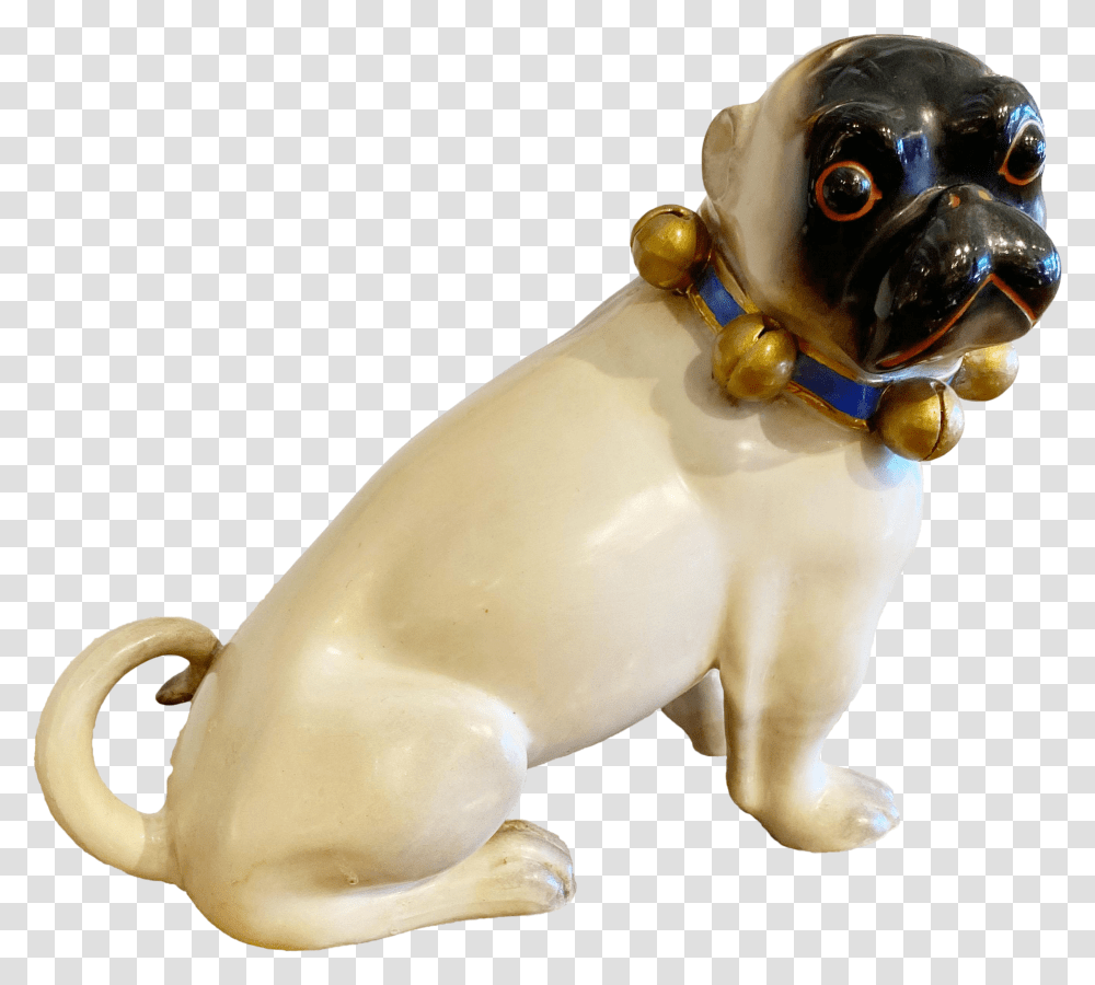 Figurative Standing German Pug With Bell Collar Pug, Figurine, Mammal, Animal, Pet Transparent Png