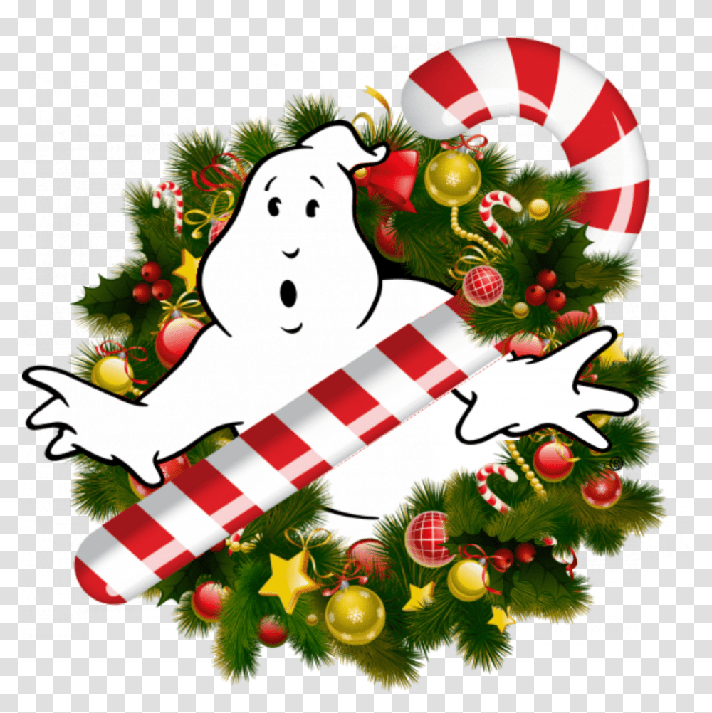Figured I'de Make A Christmas Logo Ghostbusters Animated Merry Christmas Wreath, Tree, Plant, Ornament, Mail Transparent Png
