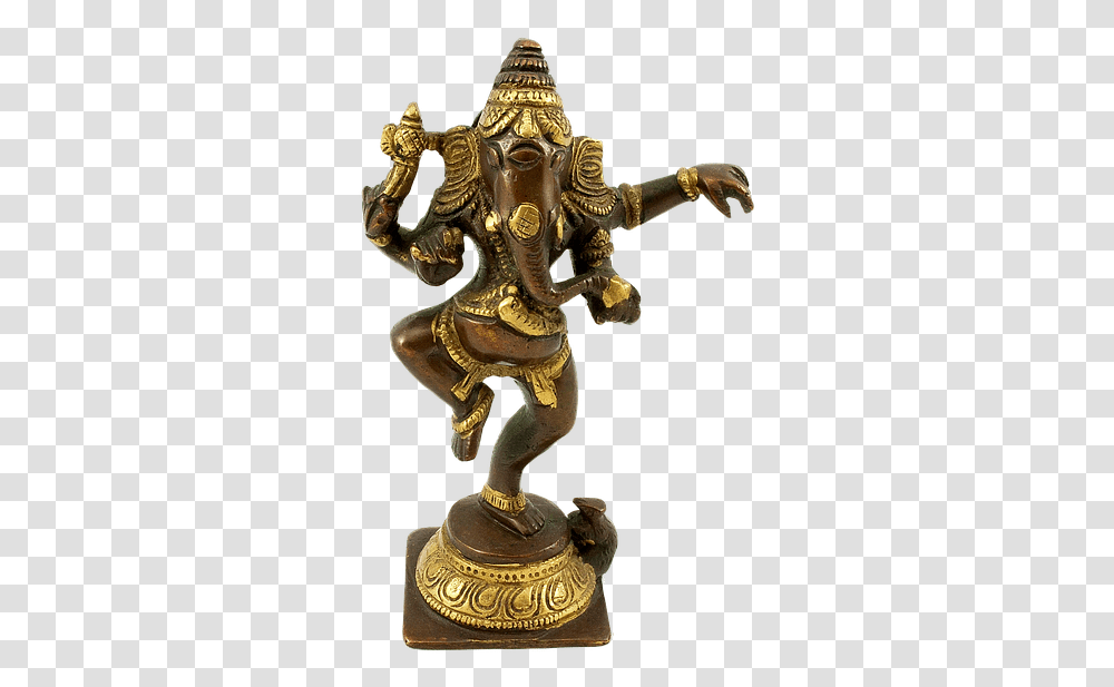 Figurine Bronze God Deity India Wisdom Well Being Bronze Sculpture, Cross, Emblem, Gold Transparent Png