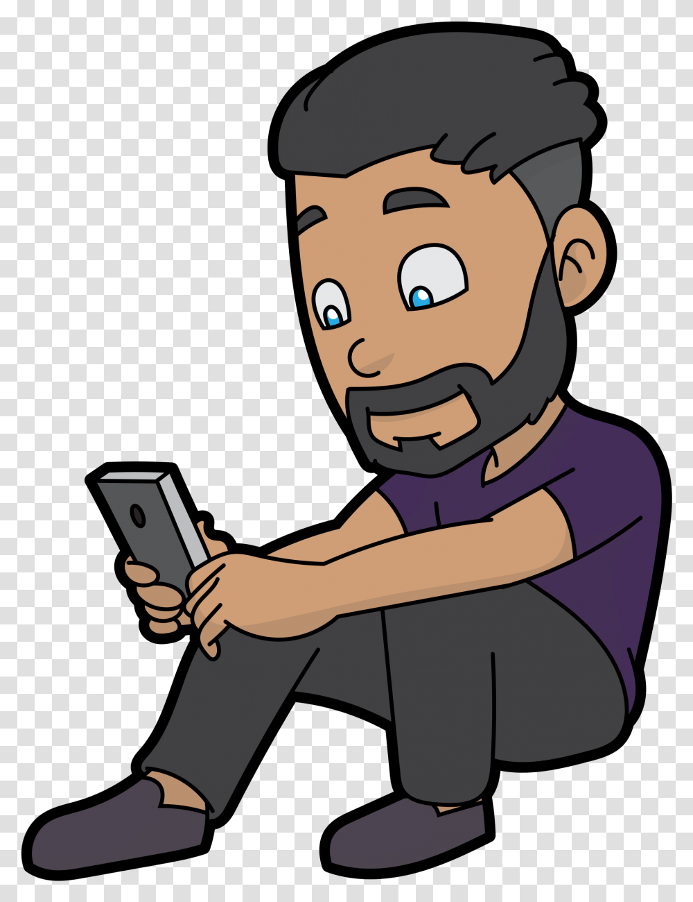 File Cartoon Man Using His Smartphone Using Phone Cartoon, Electronics, Mobile Phone, Cell Phone, Person Transparent Png