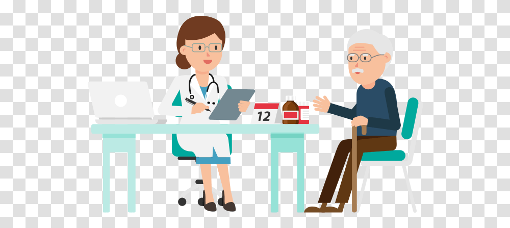 File Doctor With Cartoon Doctor And Patient, Person, Nurse, People Transparent Png
