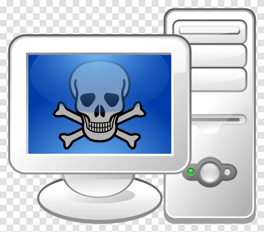 File Malware Logo Svg Skull And Crossbones Background Desktop Computer Logo, Label, Monitor, Electronics Transparent Png