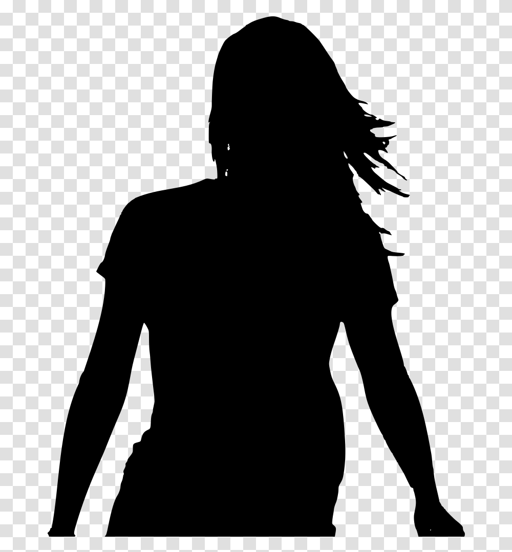 File Silhouetted Arms Svg Girl Silhouette Back Woman Silhouette From Back, Gray Transparent Png