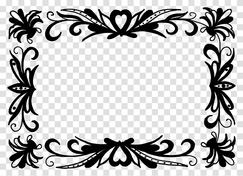 File Size Border Frames Design Black And White, Floral Design, Pattern Transparent Png