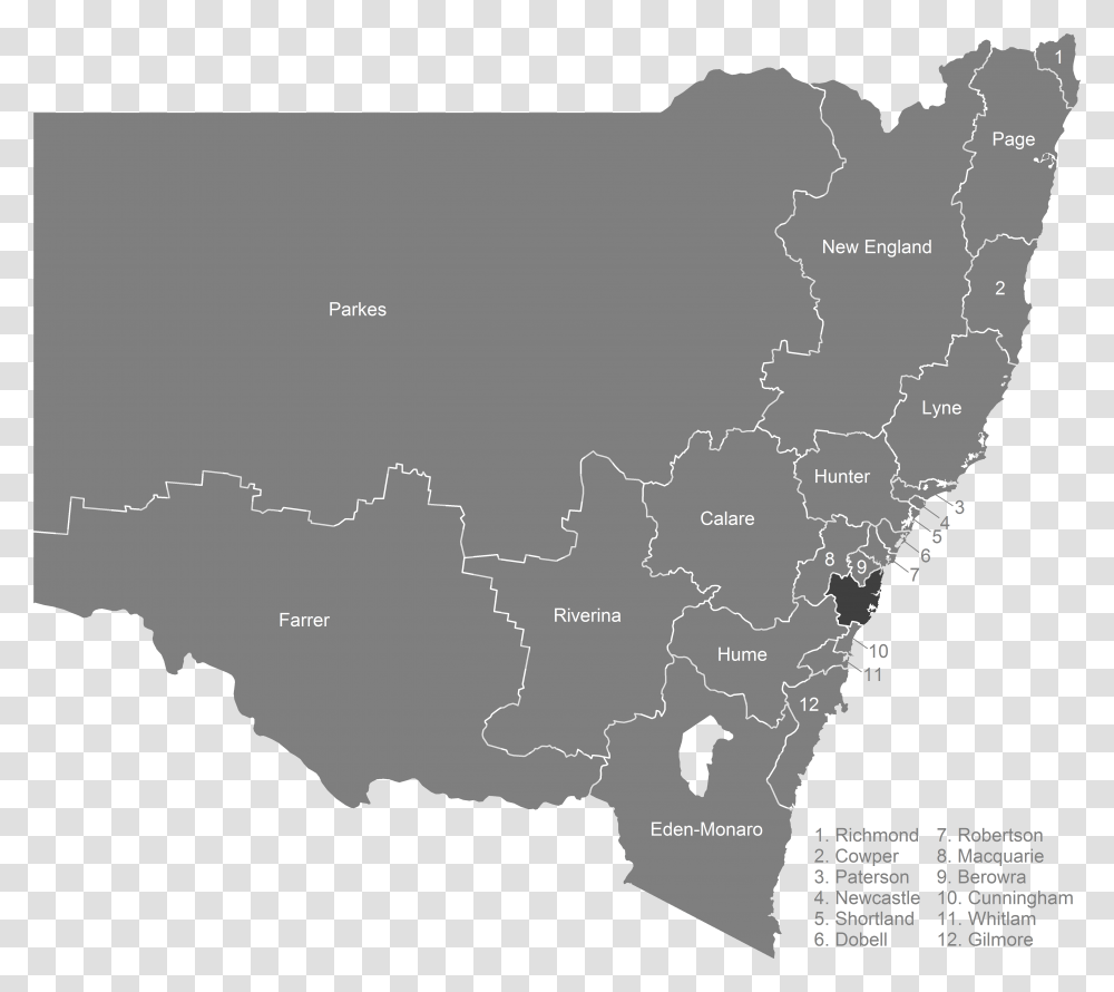 Fileaustralian Electoral Divisions Of New South Wales 2016 New South Wales Divisions, Map, Diagram, Plot, Atlas Transparent Png