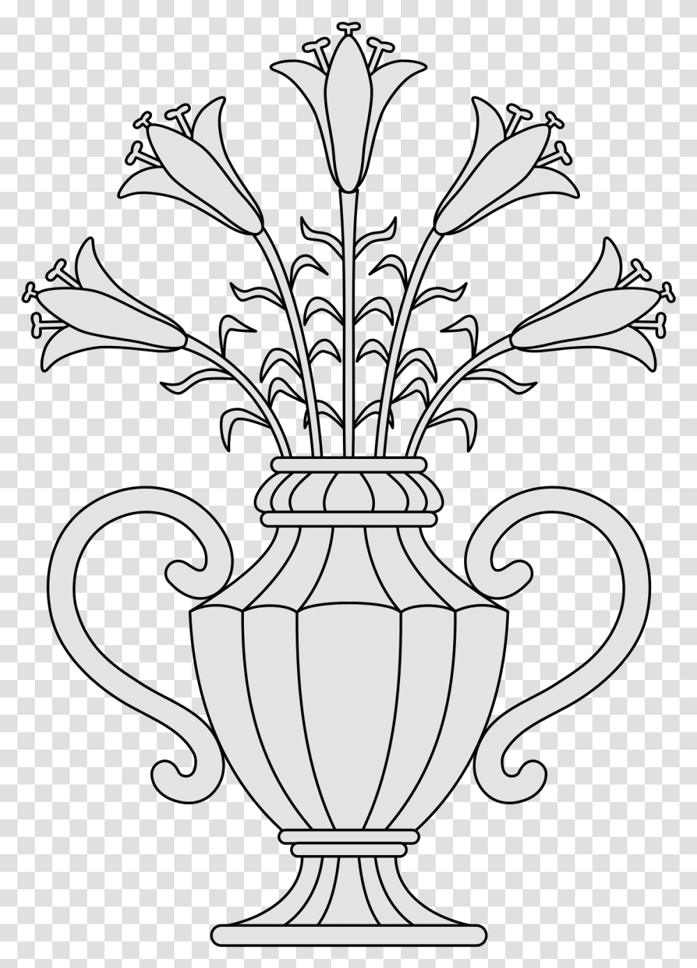Filelilies Vasesheraldrysvg Wikimedia Commons Line Art, Jar, Pottery, Urn, Potted Plant Transparent Png