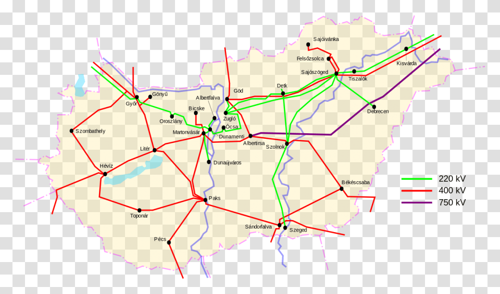 Filepower Lines Hungarysvg Wikimedia Commons Magyarorszg Villamos Hlzati Trkpe, Plot, Map, Diagram, Atlas Transparent Png